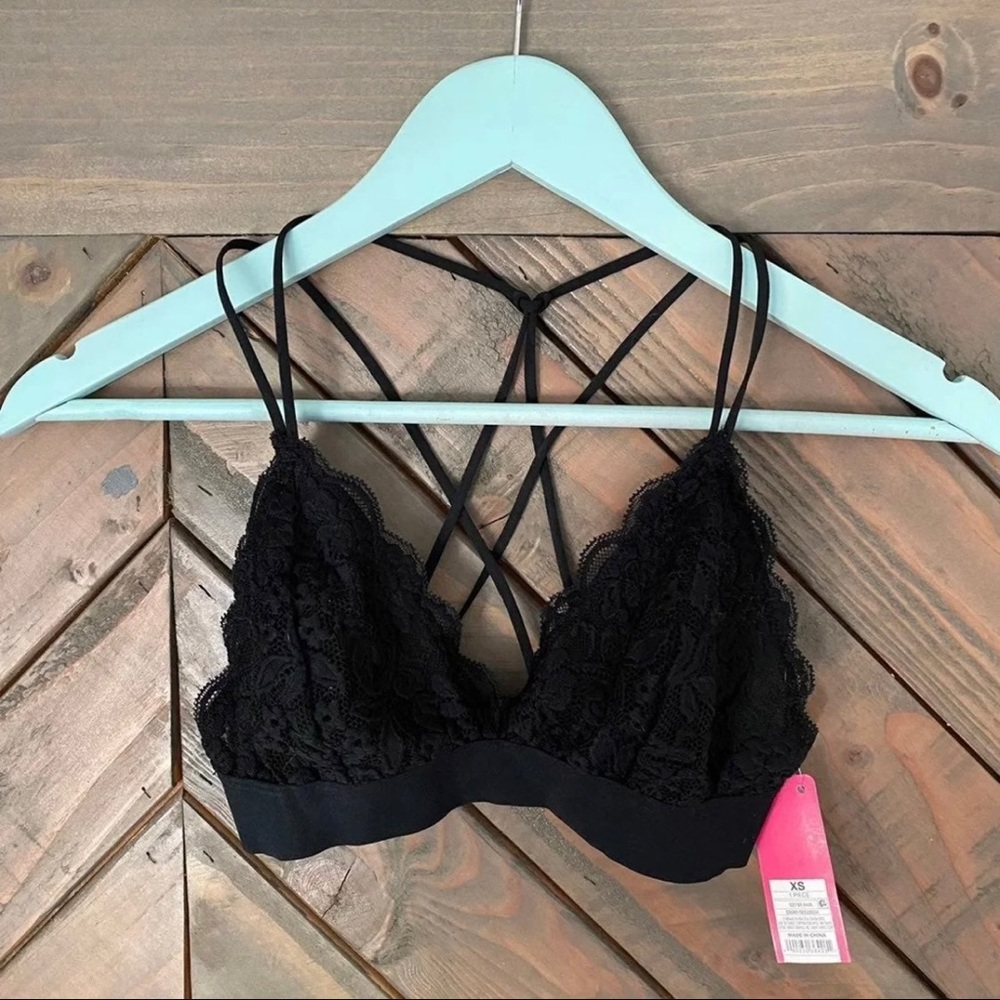 Black Lace Strappy Bralette size XS